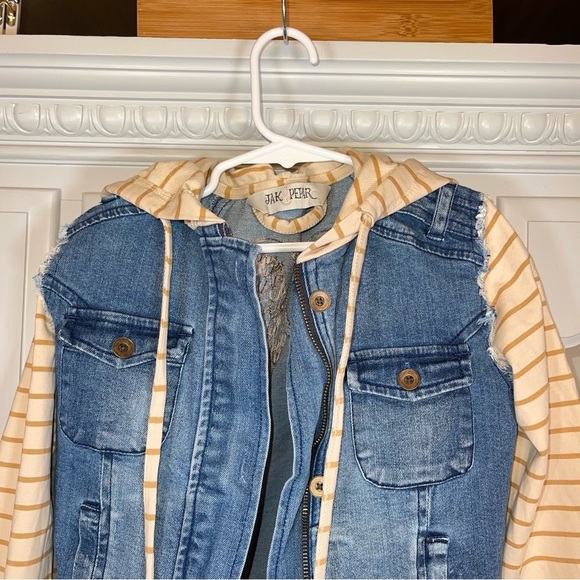 VGUC JAK & PEPPAR girls angel wings denim & knit hooded jean jacket Sz 6​​ - Picture 5 of 8